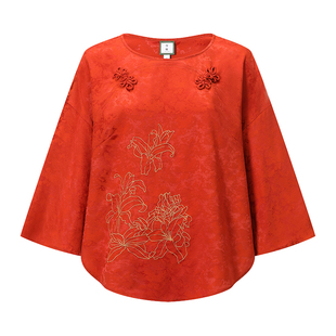 厅唐TINGTANG【非遗文化】手工金线中式套装女刺绣上衣半裙两件套