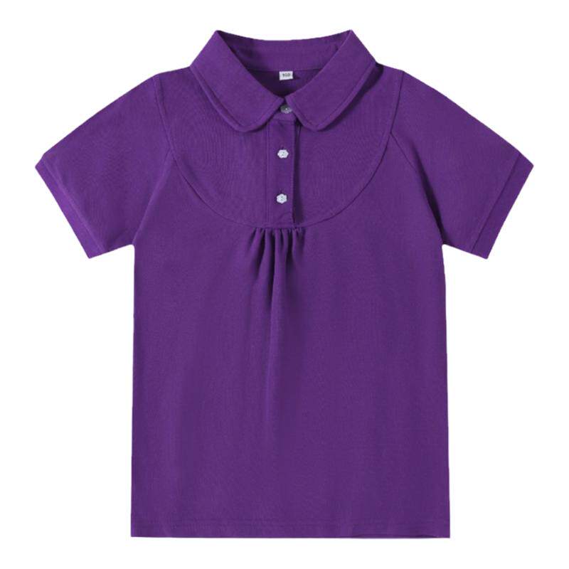 中小学生校服英伦女童夏季清华紫蝴蝶结短袖T恤棉珠地学院polo衫