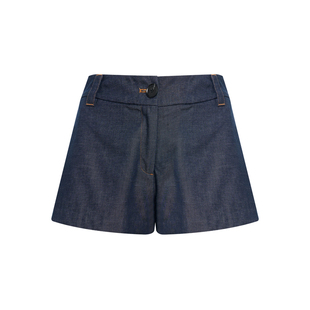Liilou 26ss「天丝亚麻」off duty 立体工字褶高腰A摆仿牛仔短裤