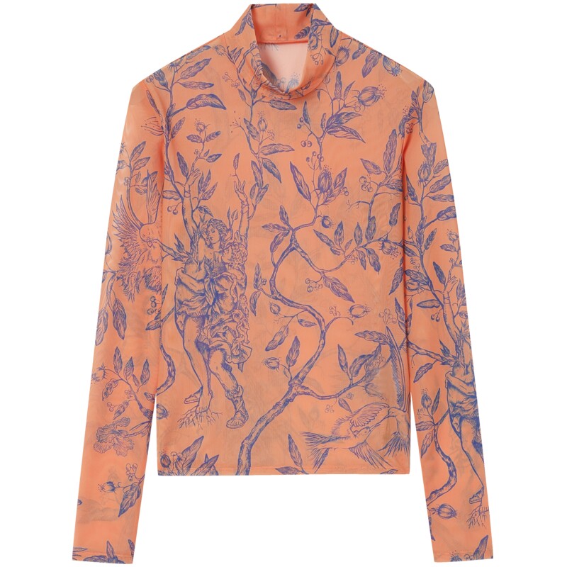 COMME MOI吕燕设计师早春女装多巴胺半高领印花打底上衣