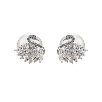 【自营】daisy beauty天鹅满钻锆石仿珍珠耳钉轻奢高级感耳饰新