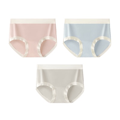 铂金铭绣7A级抑菌桑蚕丝裆内裤女