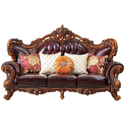 欧式仿古做旧真皮沙发美式乡村奢华客厅1234组合高端霸气皮艺沙发