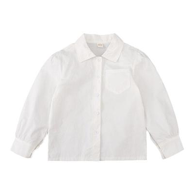 女童纯棉长袖白衬衫小学生校服衬衣春夏学院风演出娃娃领短袖套装