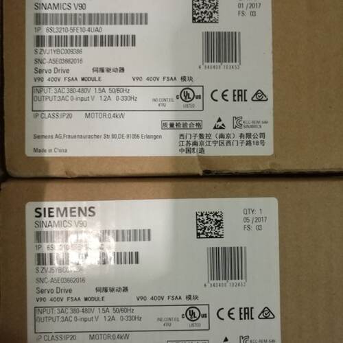 议价全新原装西门子V90伺服驱动器6ES3210-5FB10-4UF1 0.4KW 正品