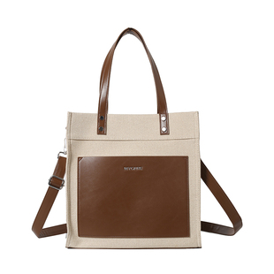 帆布袋定制logo大容量男女同款皮革托特单肩手提高端礼品购物袋