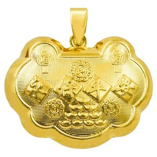 永保平安长命锁黑绳项链儿童宝宝铃铛沙金仿黄金百天照毛孩子项坠