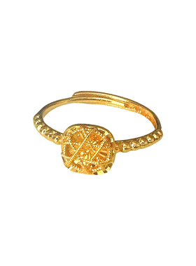 18K黄金色镂空小方糖戒指