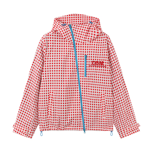 DONSMOKE三防斜拉链棋盘格纹冲锋衣DSM户外徒步撞色冲锋裤套装