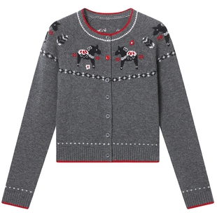 【沈羽洁同款丨马踏春风】LANCY/朗姿2026春季新款纯羊毛针织开衫