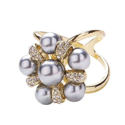 韩版高级感珍珠四孔设计丝巾扣环百搭时尚大衣腰带扣固定系蝴蝶结