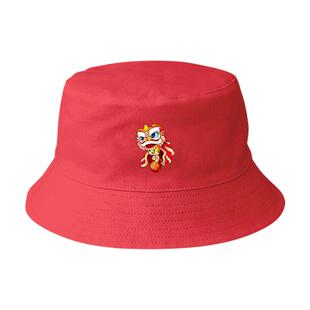 2022年虎年本命年舞狮虎国潮渔夫帽男女儿童装学生防晒遮阳盆帽子