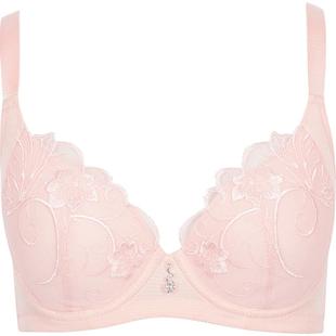 古今女士文胸3/4薄模杯立体蝴蝶刺绣花边文胸罩红色内衣女 0I9110