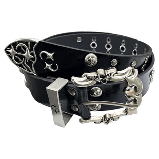 男皮带富二代腰带朋克嘻哈复古摇滚美式克罗针扣仿牛皮亚文化铆钉