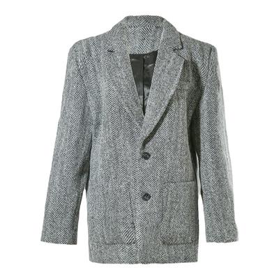 【5折】GYOKUU 灰色羊毛人字呢厚款西装外套