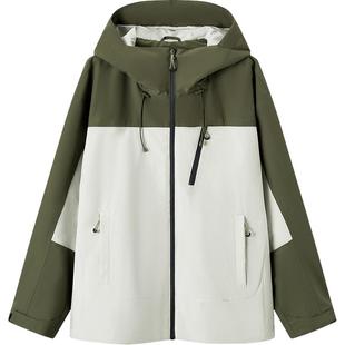 森马三防外套男户外拼色防风夹克登山露营徒步秋装宽松连帽上衣潮