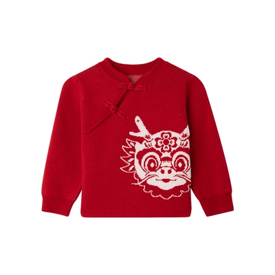 国风盘扣旗袍领毛衣女宝宝童装