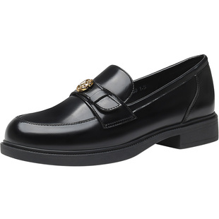 大东乐福鞋女鞋2026春季新款英伦风小皮鞋jk制服鞋平底一脚蹬单鞋