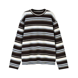 COMMON VALUE「 龛 Niche 」100%羊毛衣圆领条纹拼色针织衫