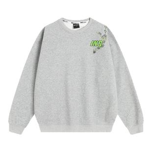 INSstudios 国潮牌情侣「花卉毛巾绣LOGO圆领卫衣」宽松套头上衣