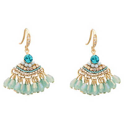 IPINK波西米亚绿水晶耳饰女