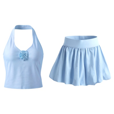 ZHRSPORTS网球服女裸感美背运动背心两件套网球裙健身高尔夫短裙