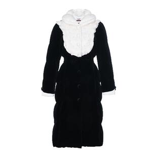 lefame拉飞姆2025冬季新款时尚赫本风复古优雅裱花丝绒长款羽绒服