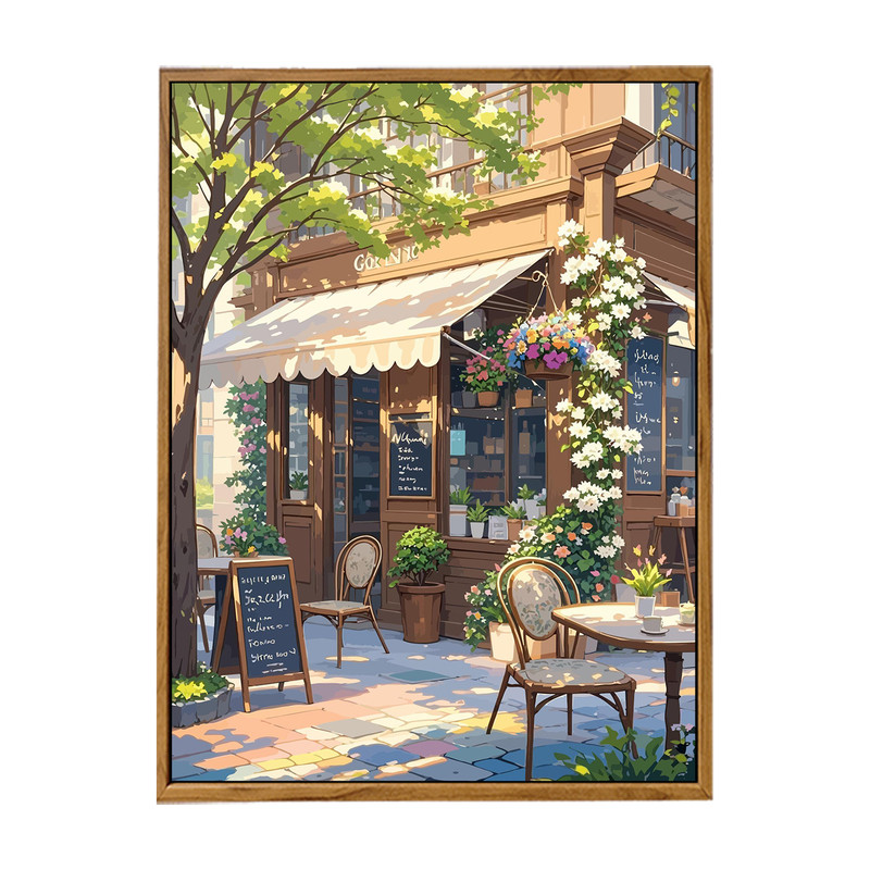 治愈城市街角咖啡店DIY数字油画