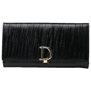 真皮长款钱包女士2025新款D纸扣大容量多卡位折叠钱夹可放手机潮