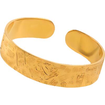 金包银宽吉言多宝手镯足金足银平安喜乐手环手工雕刻开口可送礼物