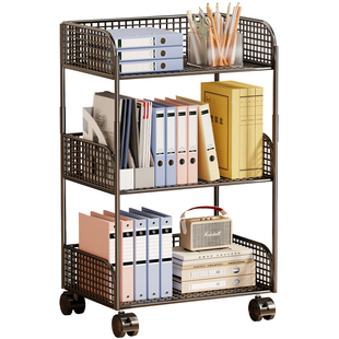 办公室落地文件架工位办公用品收纳资料档案多功能储物可移动A4A5纸简易收纳盒家用多层书本整理铁艺小型书架