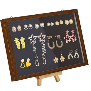 耳环收纳盒吧唧展示框金属徽章勋章防尘收纳毛毡纪念板胸针展示架