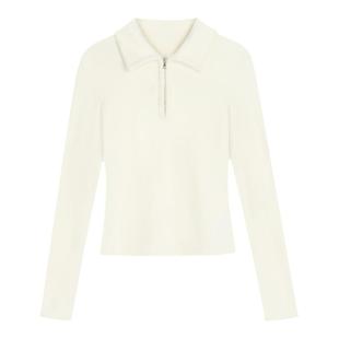 MULVAN polo领针织衫女秋冬磨毛加厚内搭修身打底衫休闲百搭上衣