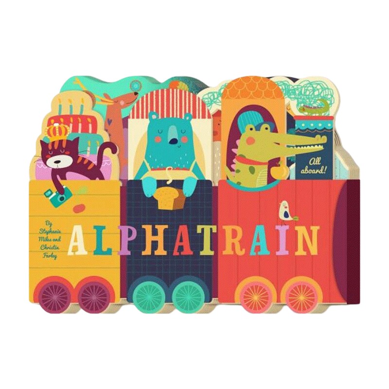 英文原版 Alphatrain 字母小火车异型纸板书 绘本 3-6岁 火车造型 玩具书 认知识物 英文版 进口英语原版书籍