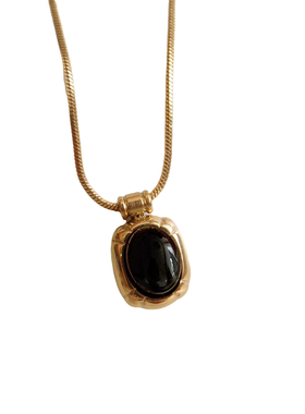 高级感复古美拉德黑玛瑙锁骨链