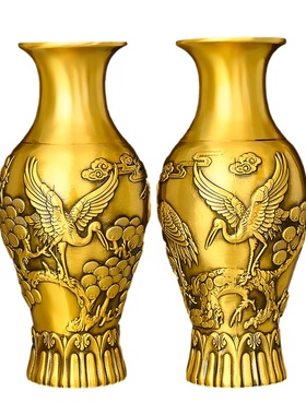 铜仙鹤花瓶摆件家居店铺礼品