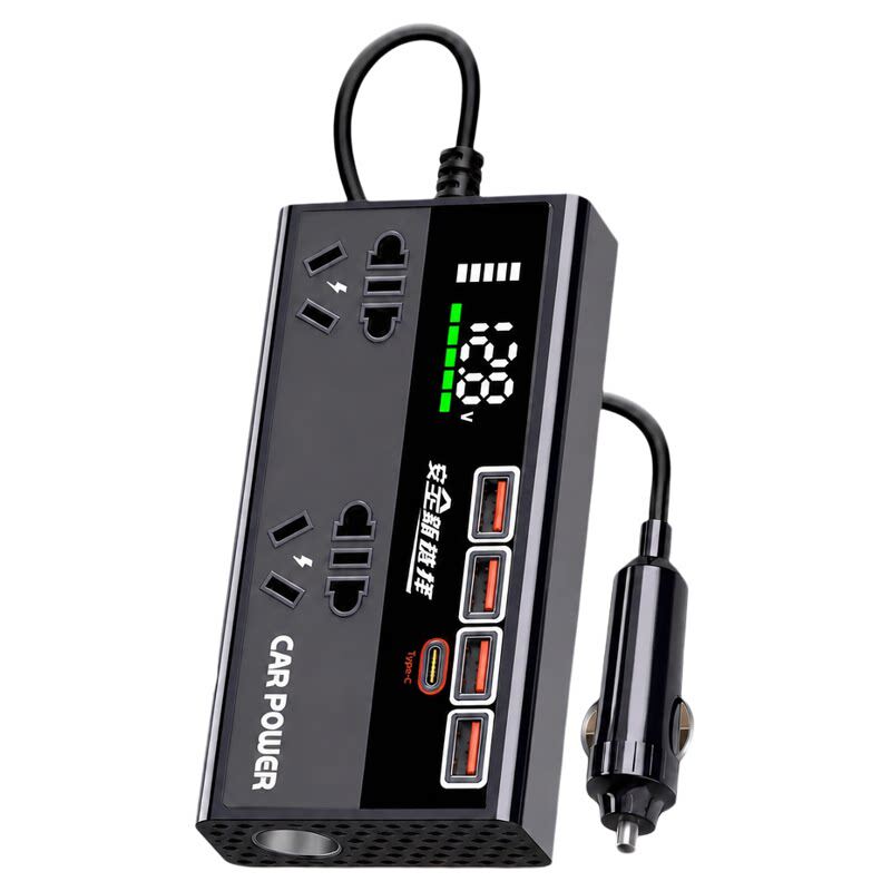 车载逆变器充电器12v24v转220v快充大功率电源转换点烟器插座货车