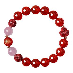 已做功课2026本命年男女转运化解三合六合手链朱砂黑曜石手串平安