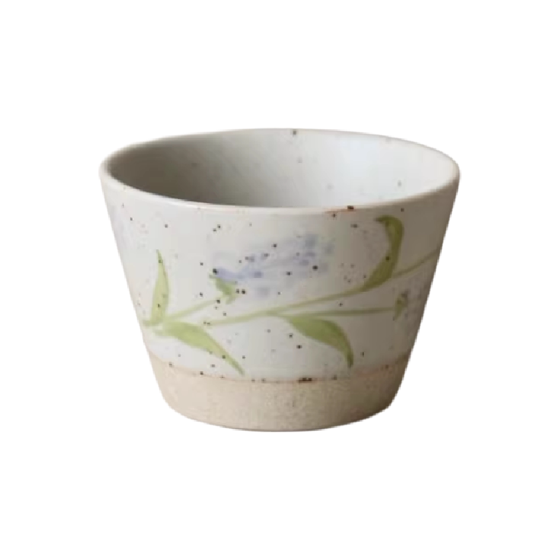 isalt粗陶青花手绘猪口杯咖啡杯