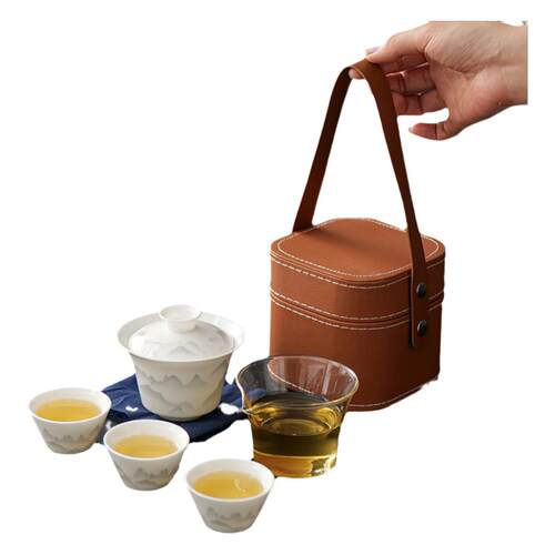 户外旅行茶具一壶三杯快客杯陶瓷简约便捷式收纳包定制伴手礼套装