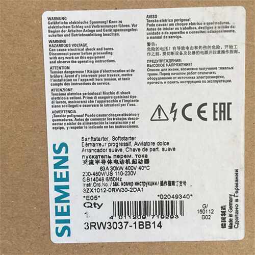 议价3RW3037-1BB04 软启动3RW3037-1BBO4 3RW30371BB04