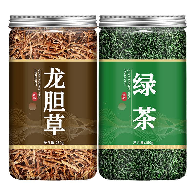 龙胆草绿茶组合中药材旗舰店正品泡水泡茶搭配山栀子苍术黄柏中药