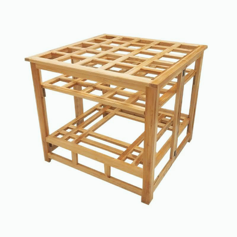 85大尺寸实木烤火桌架三层可折叠家用烘烤衣架多功能取暖吃饭餐桌