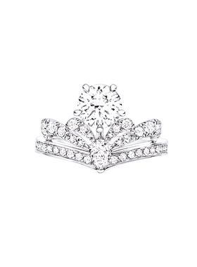 925纯银加冕皇冠莫桑钻戒婚戒女