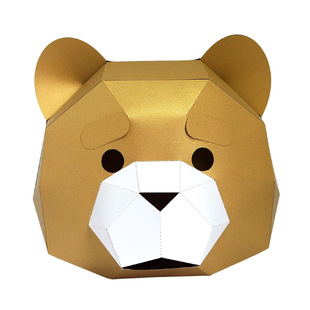 泰迪熊猫动物头套全脸面具纸模抖音直播卡通可爱搞笑拍照道具小熊