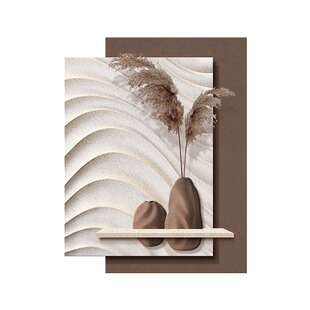 意式极简3d立体客厅装饰画侘寂风沙发背景墙砂岩挂画带led灯壁画