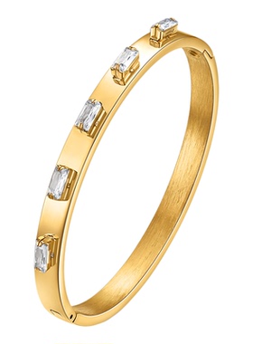 手镯钛钢26个英文字母三排钻饰品