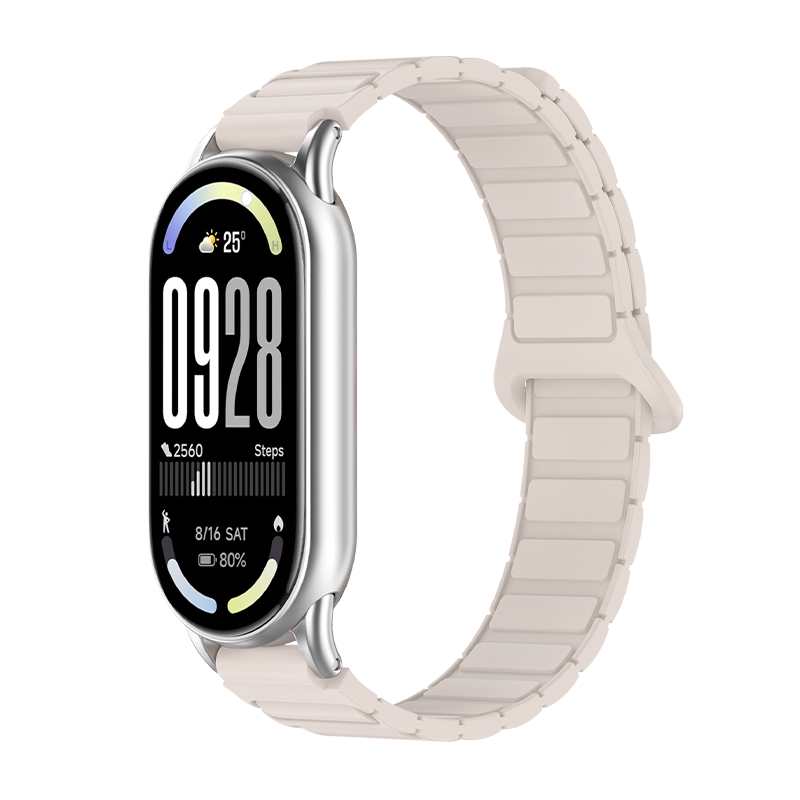 适用小米手环11/10/9/8表带新款硅胶磁吸腕带xiaomi智能band八九十一代时尚运动透气高级感表链通用配件男女