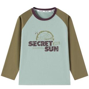 小象汉姆童装男童长袖T恤拼接款儿童春秋打底衫2025秋装新款洋气