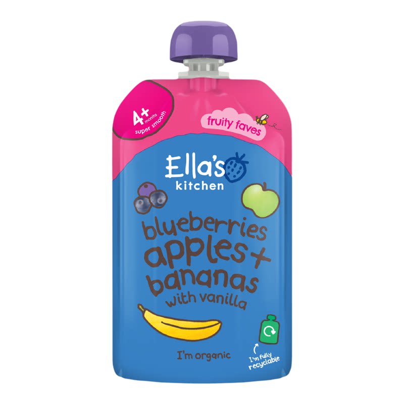 Ella's Kitchen进口英国婴幼儿有机营养蓝莓苹果香蕉杂果蓉120g版